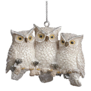 Gufi su ramo ornamento da appendere