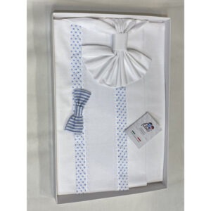 Lenzuolino azzurro a pois ricamabile